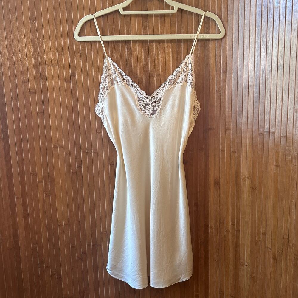 Irene Original 100% Silk Lace-Trim Negligee Slip Dress
